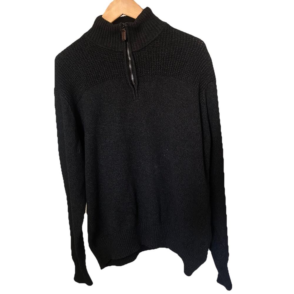 Field Stream Men's 1/4 Zip Size XL Black Long Sleeve Pullover Sweater-ECL-1